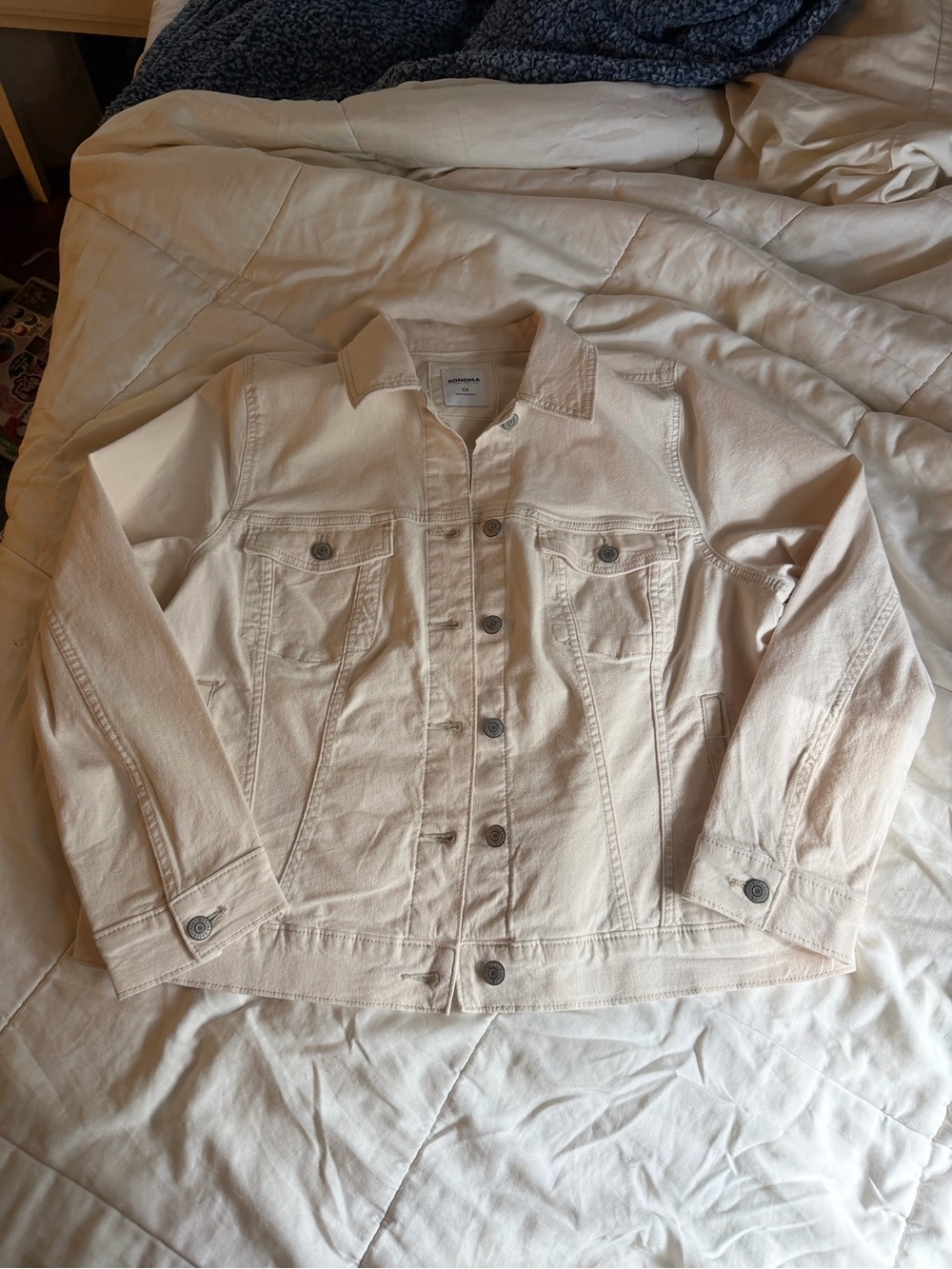 NWT sonoma plus size ecru denim 90’s trucker button up classic cotton jacket - Picture 2 of 9